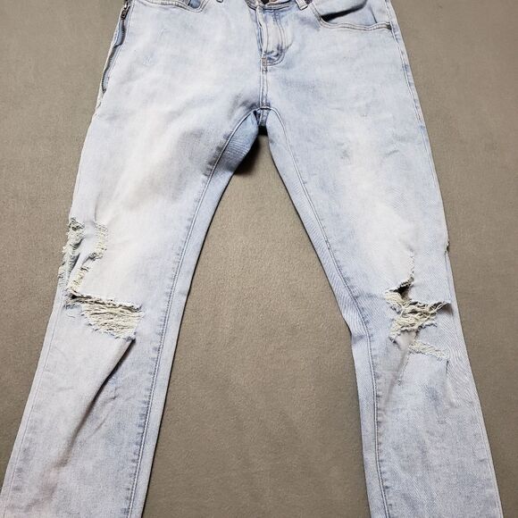 Kuwalla Men's Blue Grey Destroyed Denim Skinny Fit Jeans KUL-K5 Size 30 - Picture 3 of 16